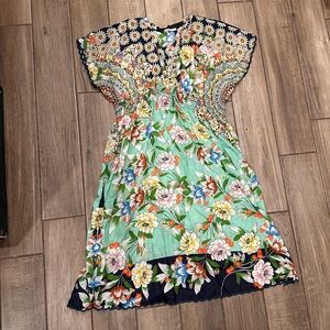 Johnny Was Floral Silk Dress